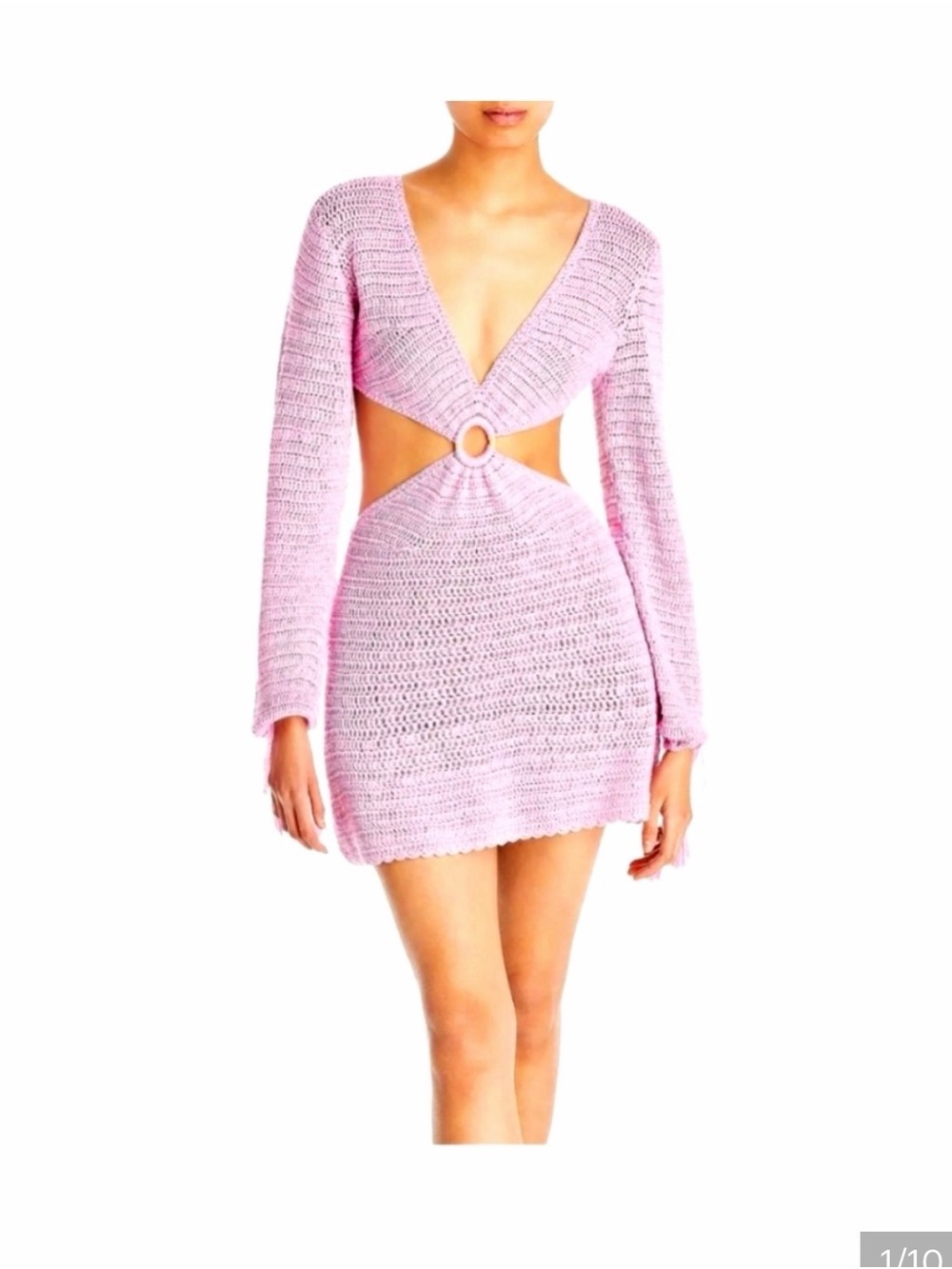 Pink Crochet Open-Back Mini Dress